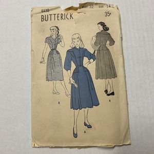 Butterick Vintage1940's? Pattern #4430 Teen Dress Size 14 HTF RARE